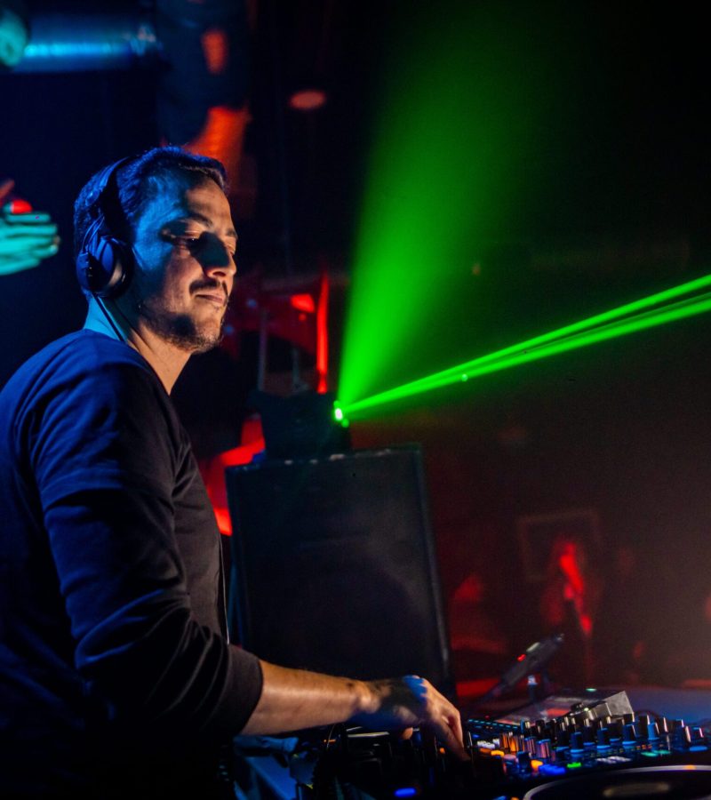 Fabbri DJ performing techno set in Lisbon club